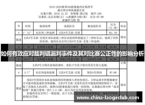 如何有效应对裁判错漏判事件及其对比赛公正性的影响分析